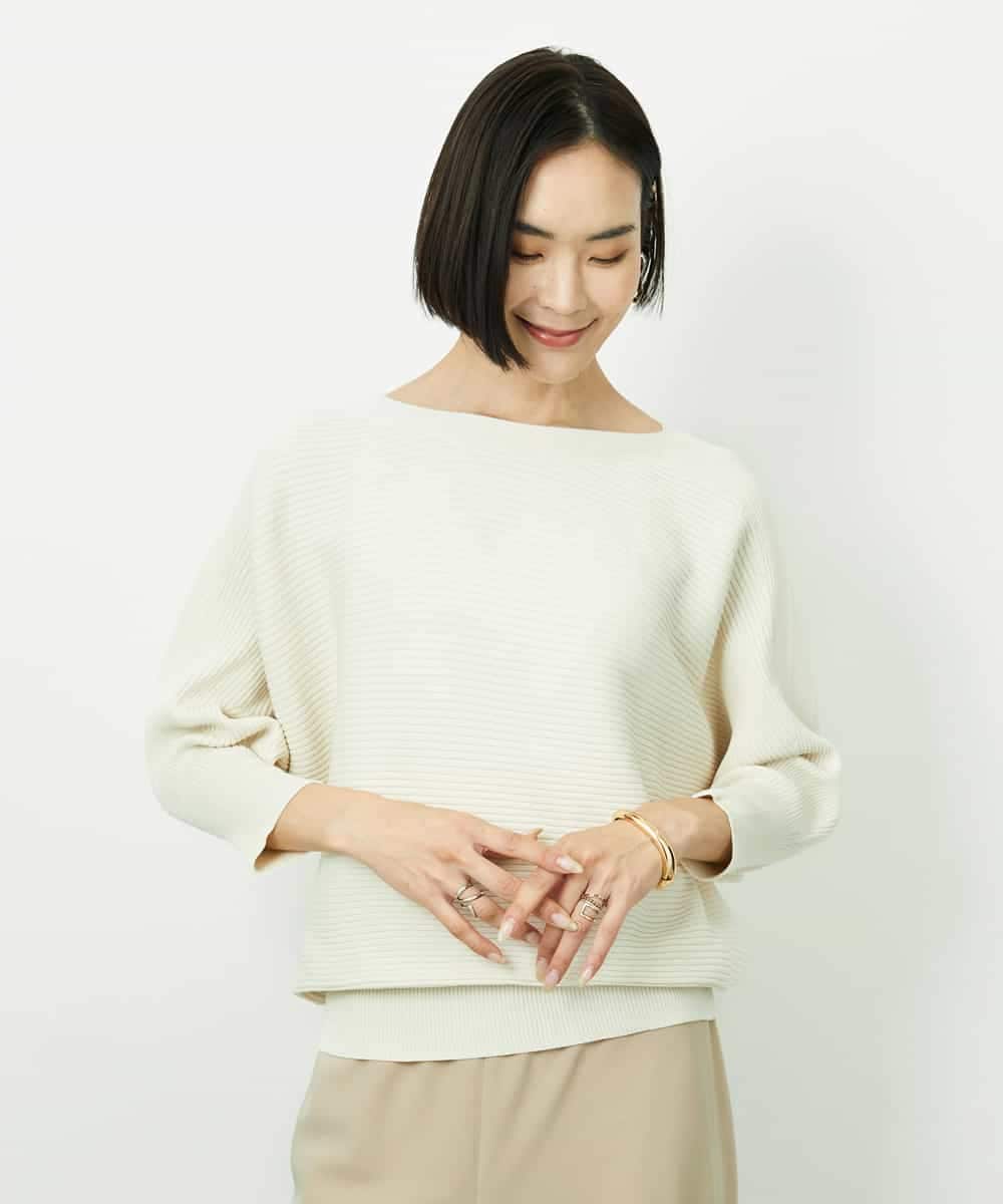 FMFDD17190 MICHEL KLEIN(ミッシェルクラン) [定番人気]ホールガーメント(R)ドルマンスリーブニット アイボリー