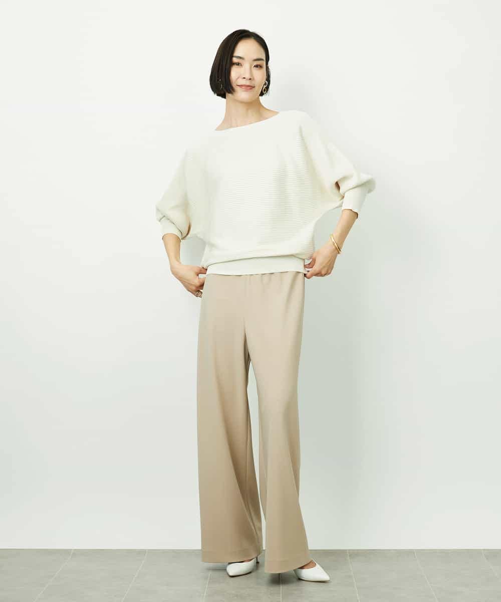 FMFDD17190 MICHEL KLEIN(ミッシェルクラン) [定番人気]ホールガーメント(R)ドルマンスリーブニット アイボリー