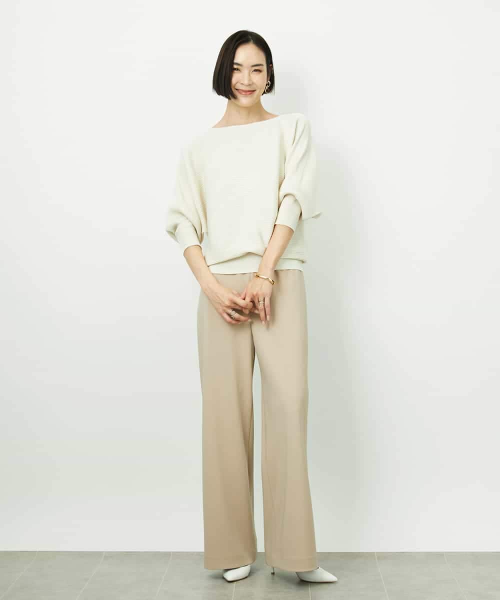FMFDD17190 MICHEL KLEIN(ミッシェルクラン) [定番人気]ホールガーメント(R)ドルマンスリーブニット アイボリー