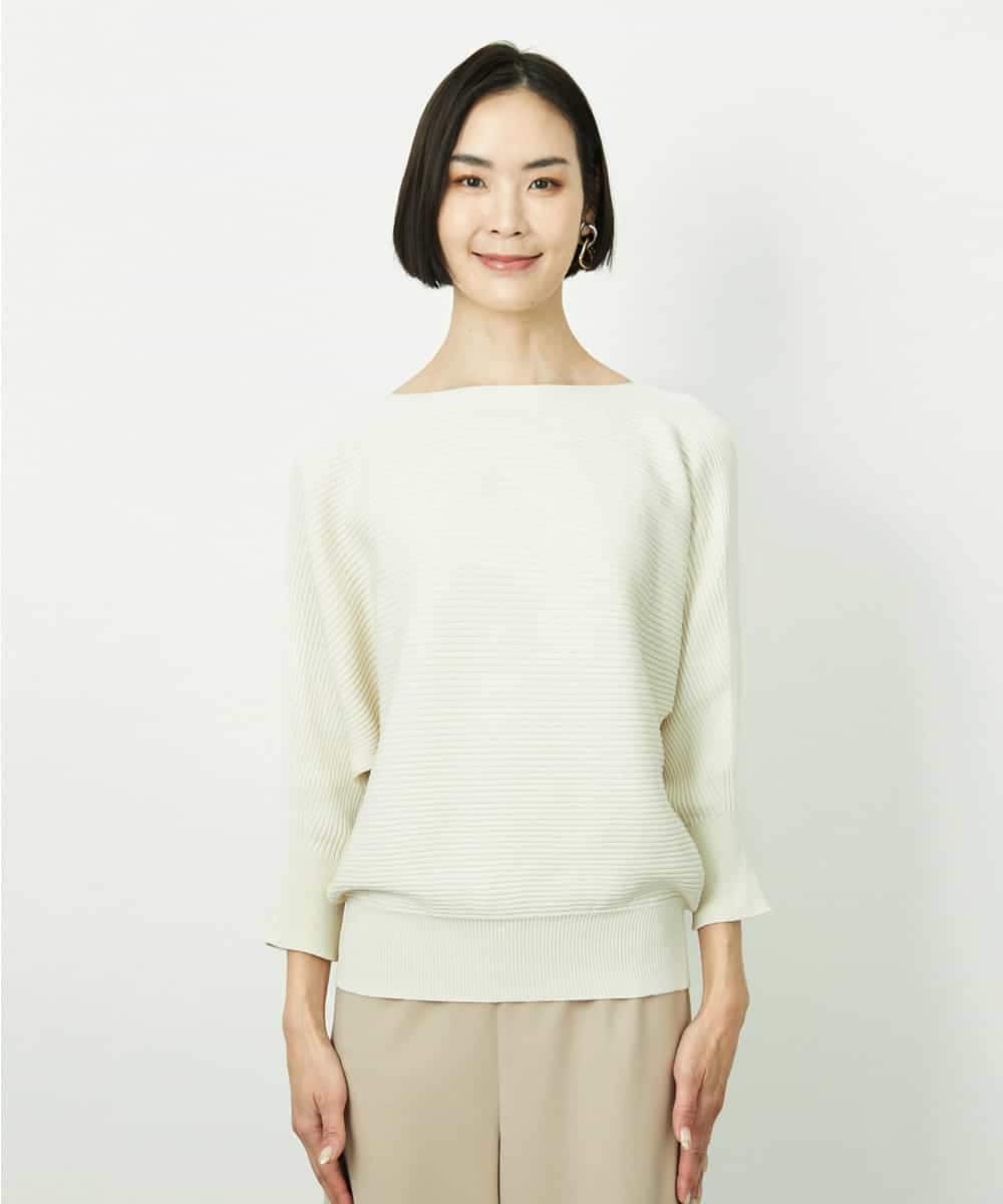 FMFDD17190 MICHEL KLEIN(ミッシェルクラン) [定番人気]ホールガーメント(R)ドルマンスリーブニット アイボリー