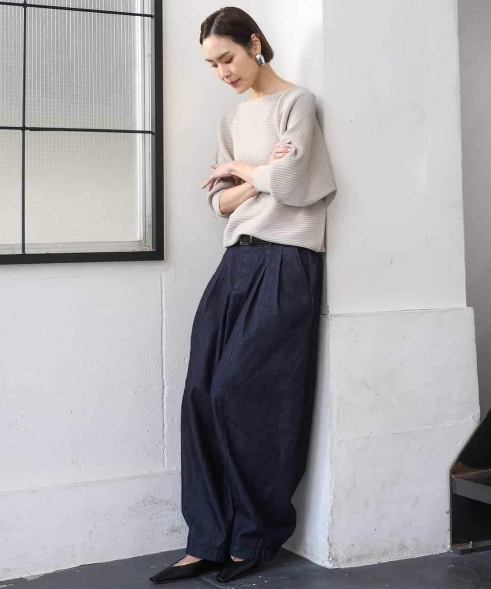 FMFDD17190 MICHEL KLEIN(ミッシェルクラン) [定番人気]ホールガーメント(R)ドルマンスリーブニット ベージュ