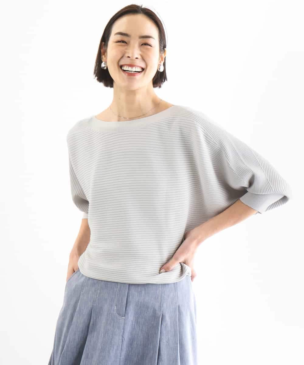 FMFDD17190 MICHEL KLEIN(ミッシェルクラン) [定番人気]ホールガーメント(R)ドルマンスリーブニット ライトグレー