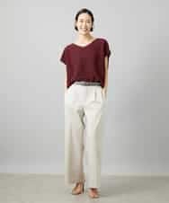 FMFGD02190 MICHEL KLEIN(ミッシェルクラン) ホールガーメント(R)Vネックラメニット パープル
