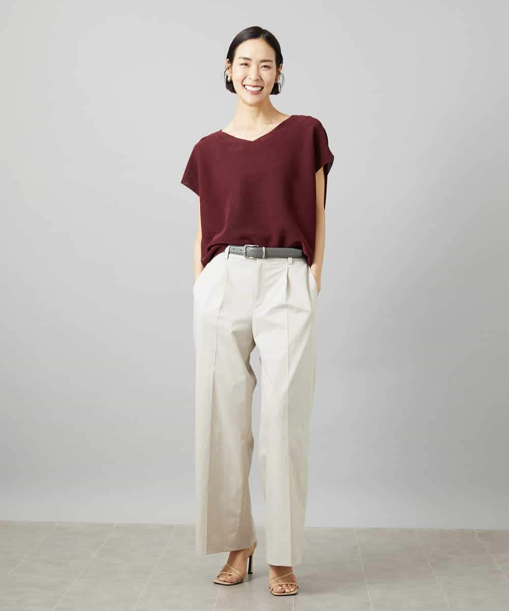 FMFGD02190 MICHEL KLEIN(ミッシェルクラン) ホールガーメント(R)Vネックラメニット パープル