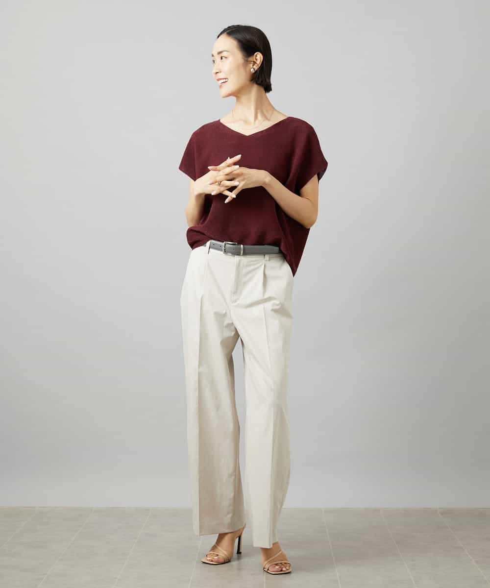 FMFGD02190 MICHEL KLEIN(ミッシェルクラン) ホールガーメント(R)Vネックラメニット パープル