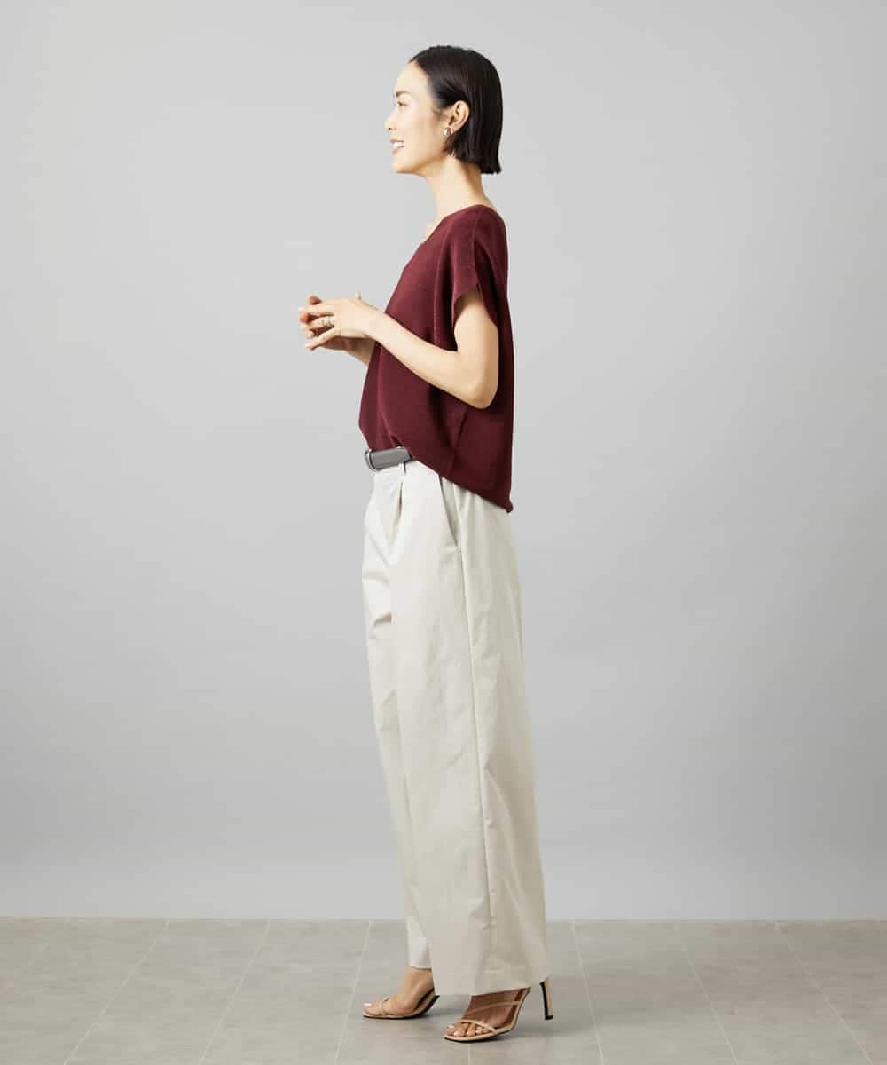 FMFGD02190 MICHEL KLEIN(ミッシェルクラン) ホールガーメント(R)Vネックラメニット パープル