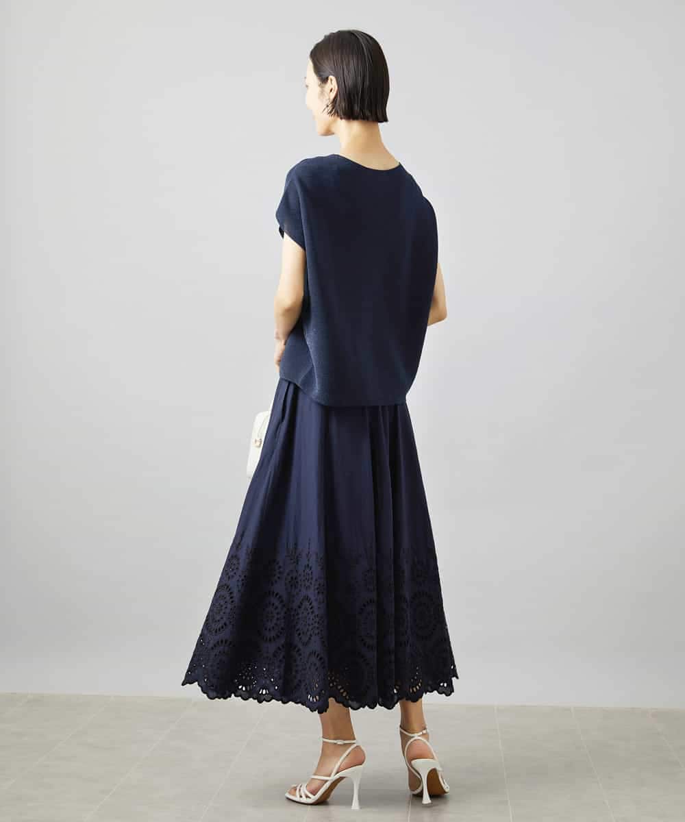 FMFGD02190 MICHEL KLEIN(ミッシェルクラン) ホールガーメント(R)Vネックラメニット パープル