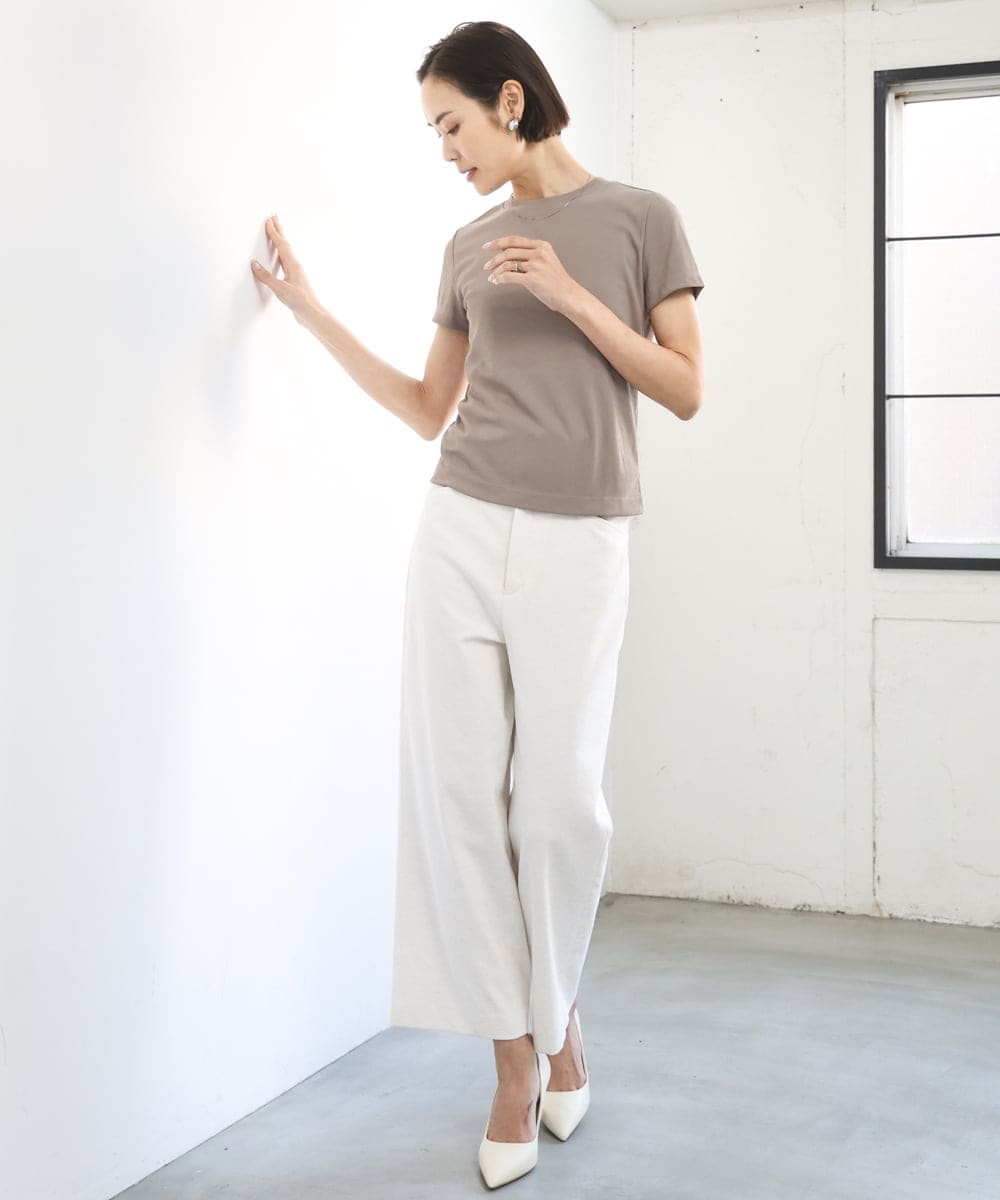 FMKGD07120 MICHEL KLEIN(ミッシェルクラン) [遮熱効果素材]クリーンシルエットTシャツ ブラック
