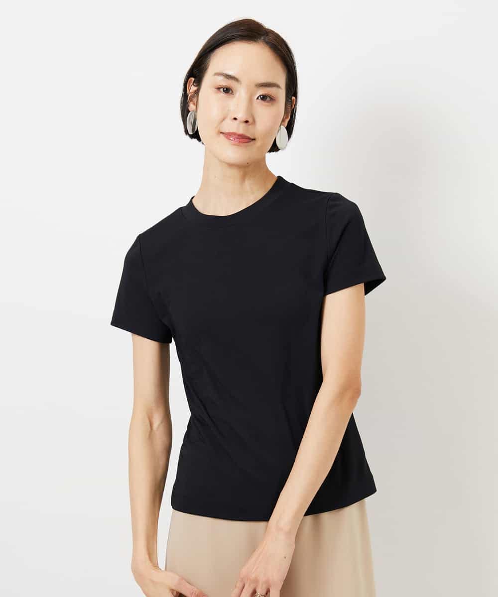 FMKGD07120 MICHEL KLEIN(ミッシェルクラン) [遮熱効果素材]クリーンシルエットTシャツ ブラック
