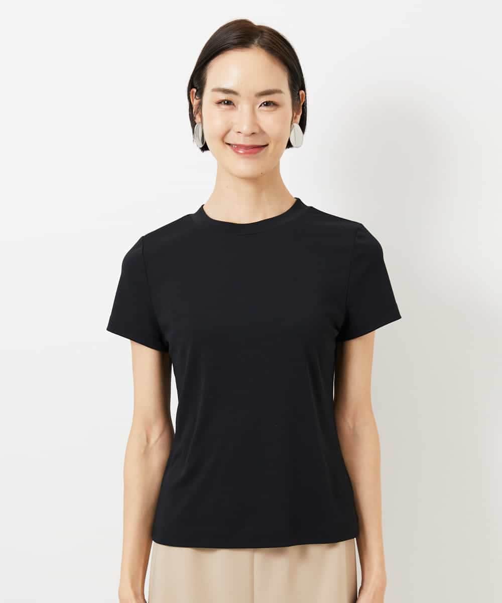 FMKGD07120 MICHEL KLEIN(ミッシェルクラン) [遮熱効果素材]クリーンシルエットTシャツ ブラック
