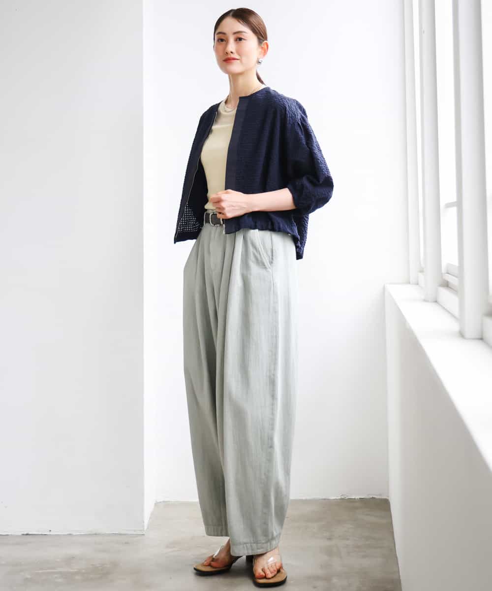 FMKGD11120 MICHEL KLEIN(ミッシェルクラン) シアークルーネック プルオーバー ブルー