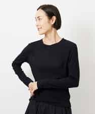 FMKGD12130 MICHEL KLEIN(ミッシェルクラン) シアークルーネック ロングスリーブ プルオーバー ブラック