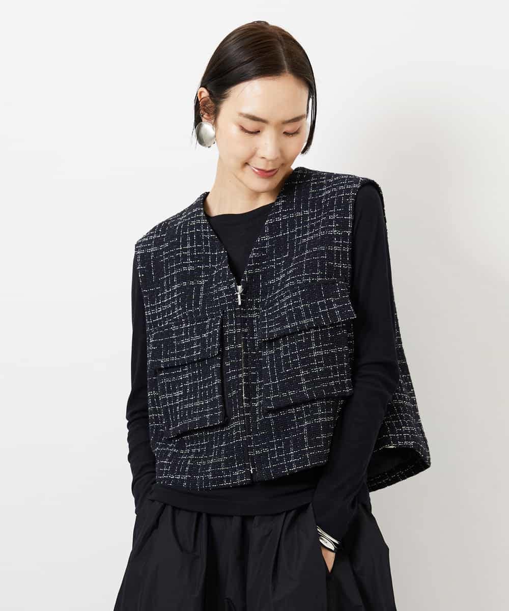 FMKGD12130 MICHEL KLEIN(ミッシェルクラン) シアークルーネック ロングスリーブ プルオーバー ブラック