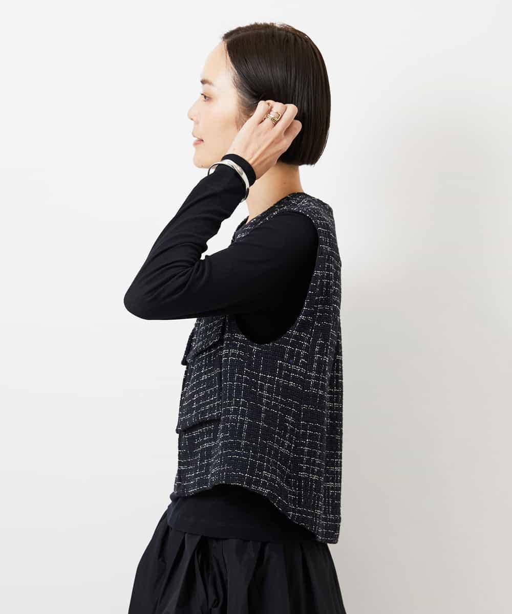 FMKGD12130 MICHEL KLEIN(ミッシェルクラン) シアークルーネック ロングスリーブ プルオーバー ブラック