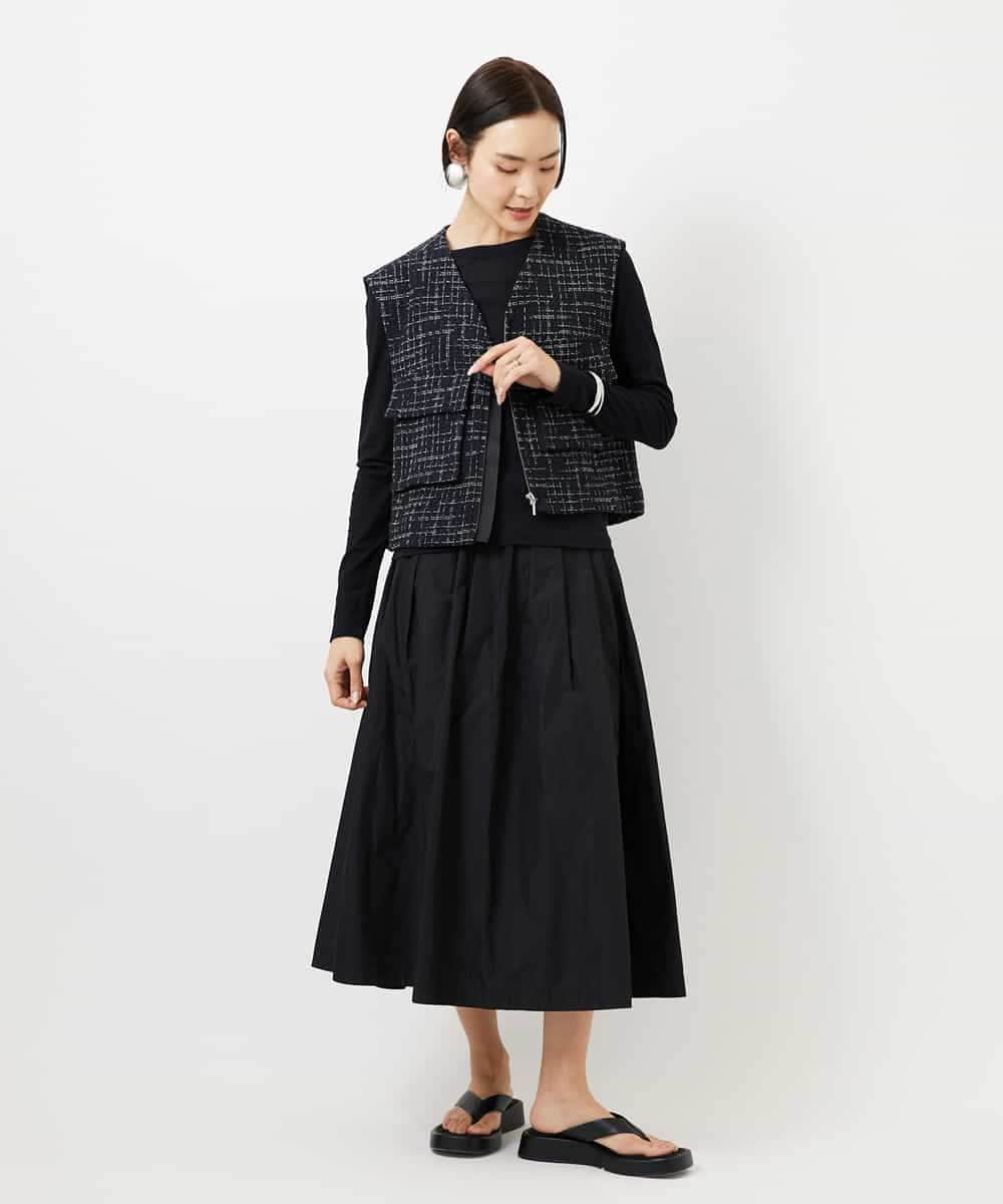 FMKGD12130 MICHEL KLEIN(ミッシェルクラン) シアークルーネック ロングスリーブ プルオーバー ブラック