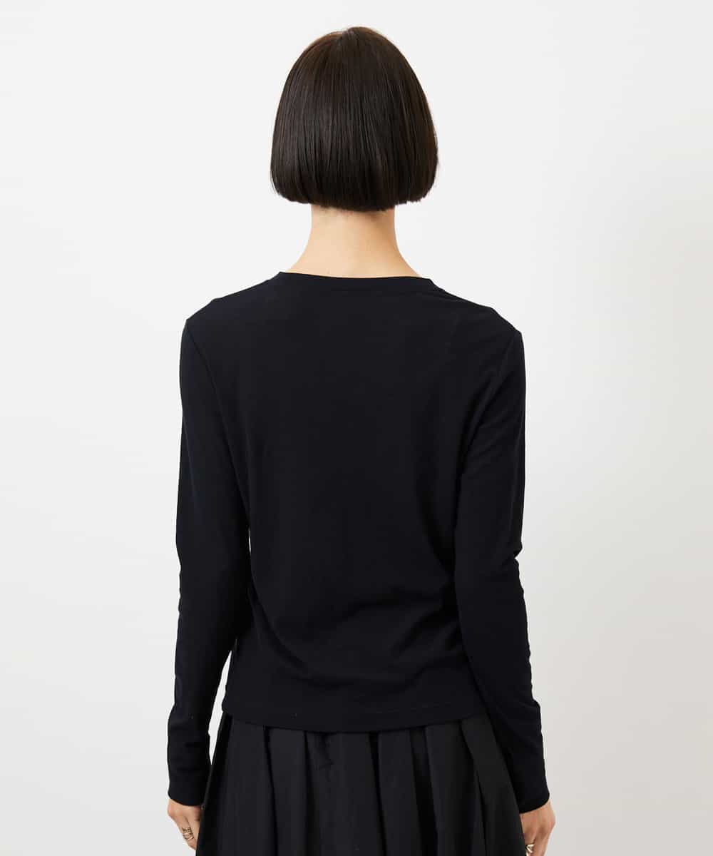 FMKGD12130 MICHEL KLEIN(ミッシェルクラン) シアークルーネック ロングスリーブ プルオーバー ブラック