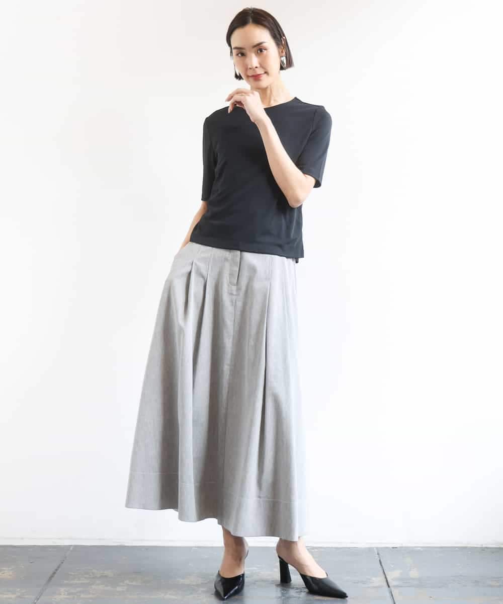 FMKGD20150 MICHEL KLEIN(ミッシェルクラン) [遮熱効果素材]ステッチレス五分袖プルオーバー ブラック