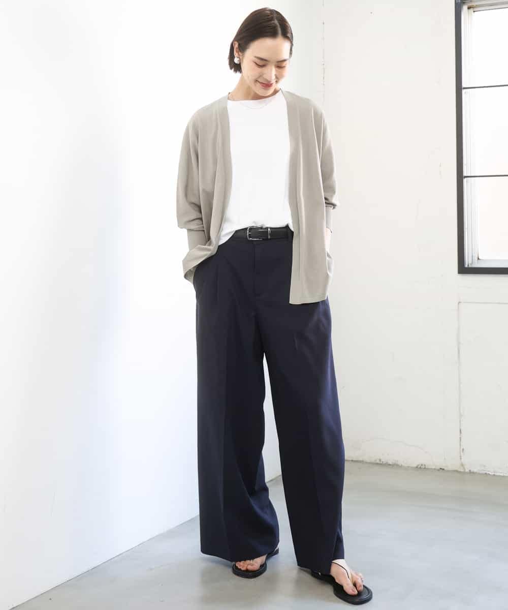 FMKGD20150 MICHEL KLEIN(ミッシェルクラン) [遮熱効果素材]ステッチレス五分袖プルオーバー ブラック