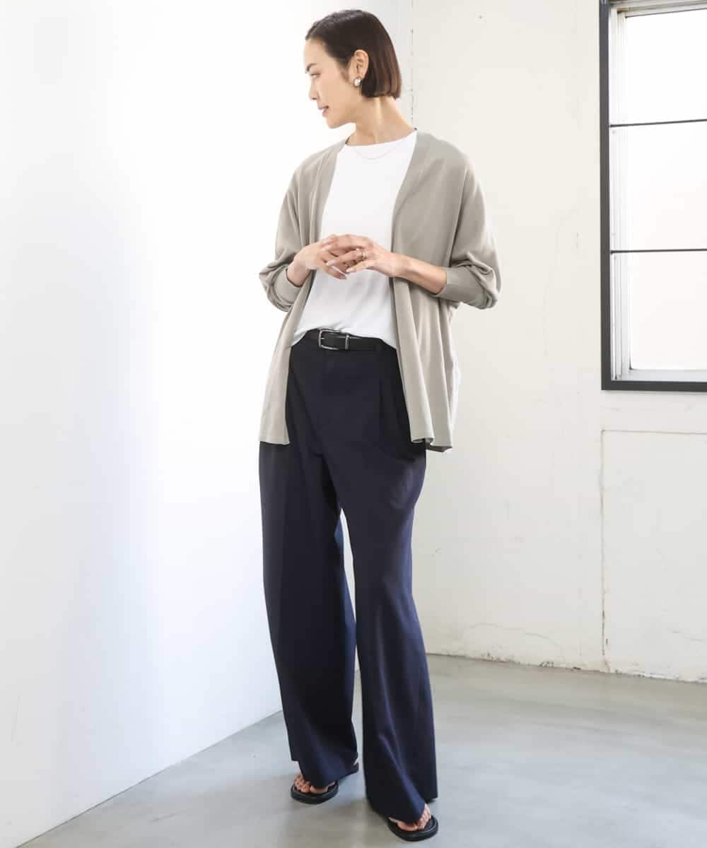 FMKGD20150 MICHEL KLEIN(ミッシェルクラン) [遮熱効果素材]ステッチレス五分袖プルオーバー ブラック