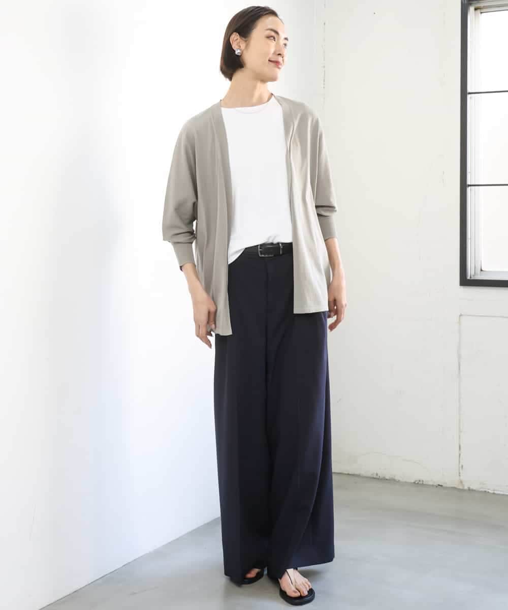 FMKGD20150 MICHEL KLEIN(ミッシェルクラン) [遮熱効果素材]ステッチレス五分袖プルオーバー ブラック