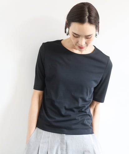 FMKID20150 MICHEL KLEIN [遮熱効果素材]ステッチレス五分袖プルオーバー