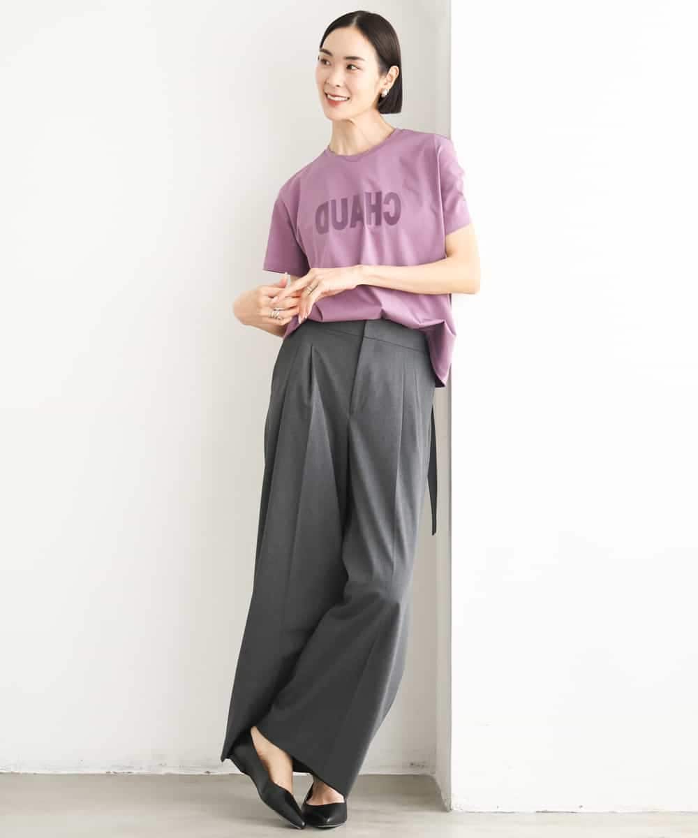 FMKJD20120 MICHEL KLEIN(ミッシェルクラン) フロッキーロゴTシャツ パープル