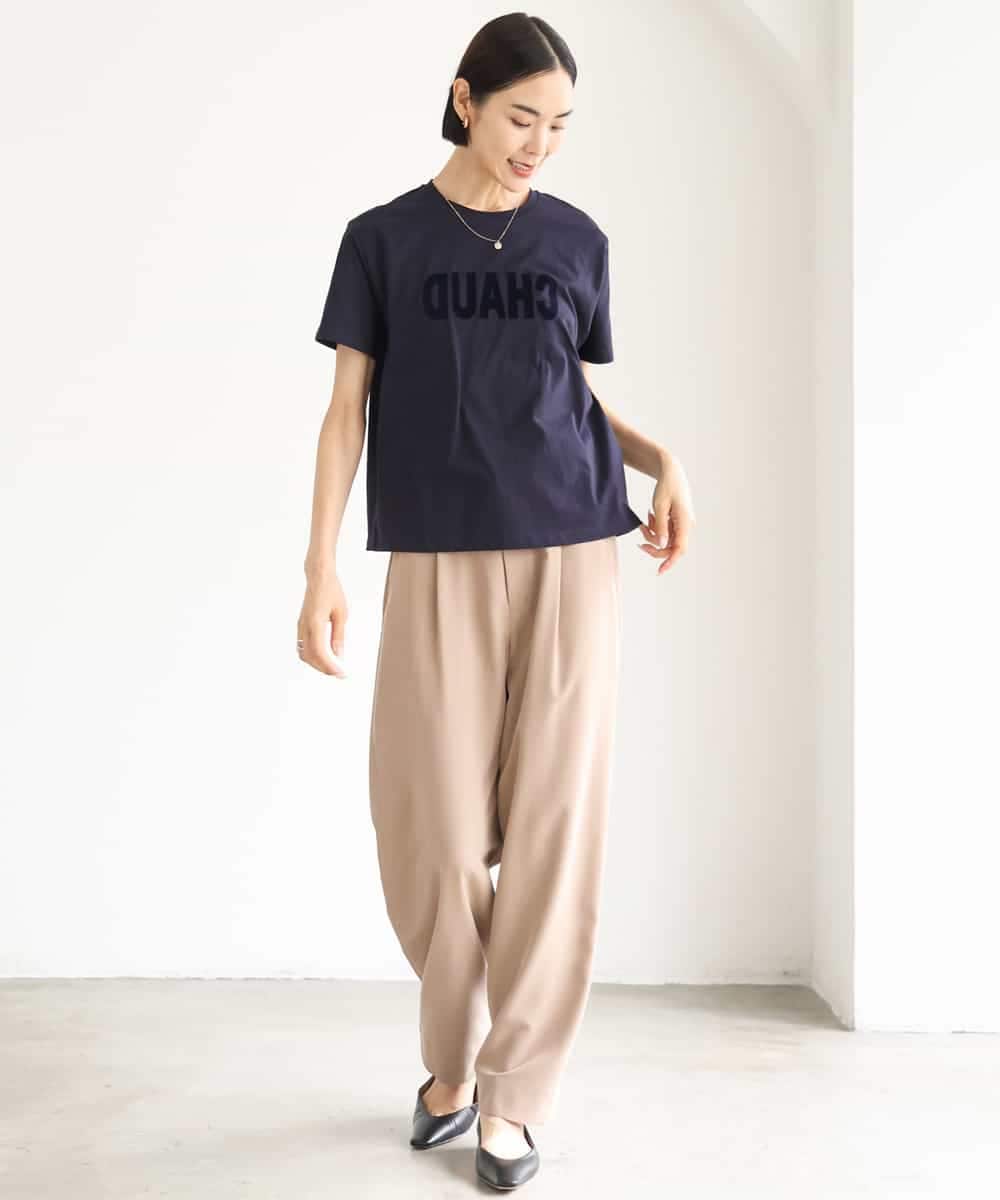 FMKJD20120 MICHEL KLEIN(ミッシェルクラン) フロッキーロゴTシャツ パープル