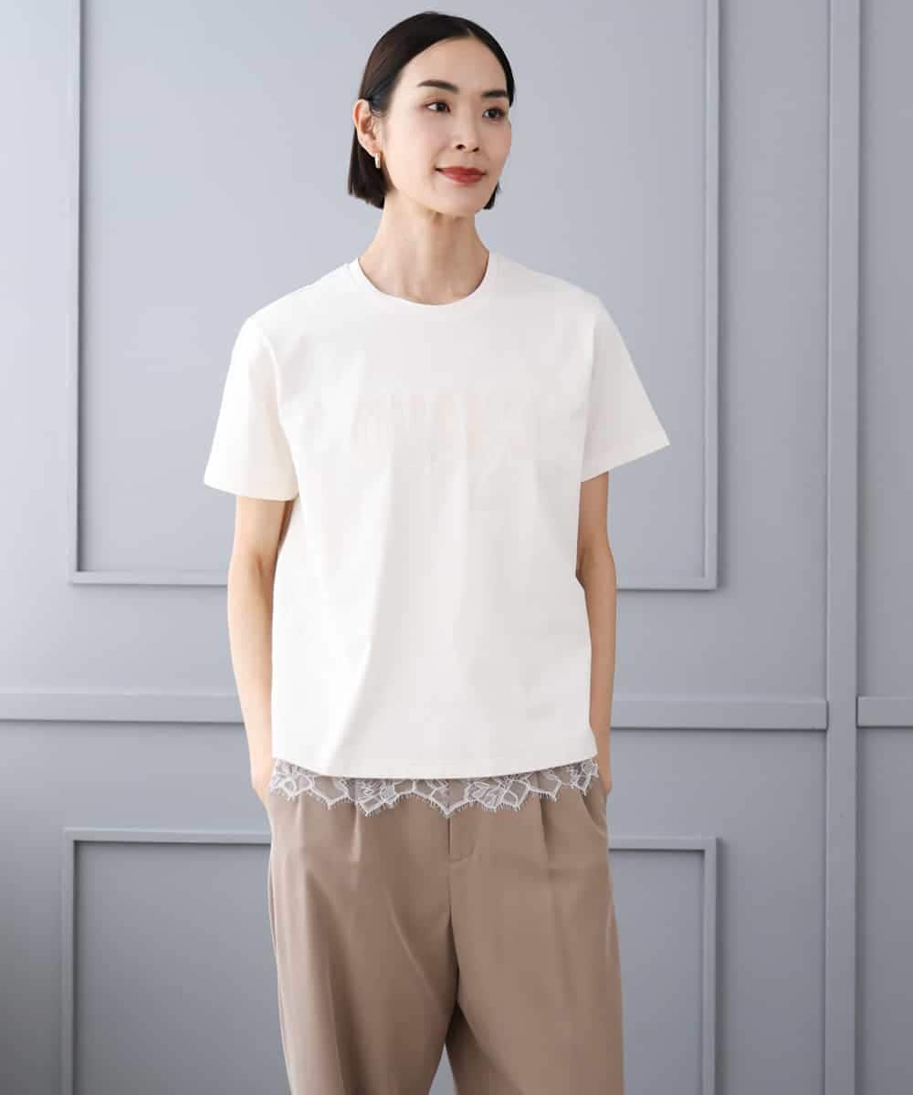 FMKJD20120 MICHEL KLEIN(ミッシェルクラン) フロッキーロゴTシャツ パープル