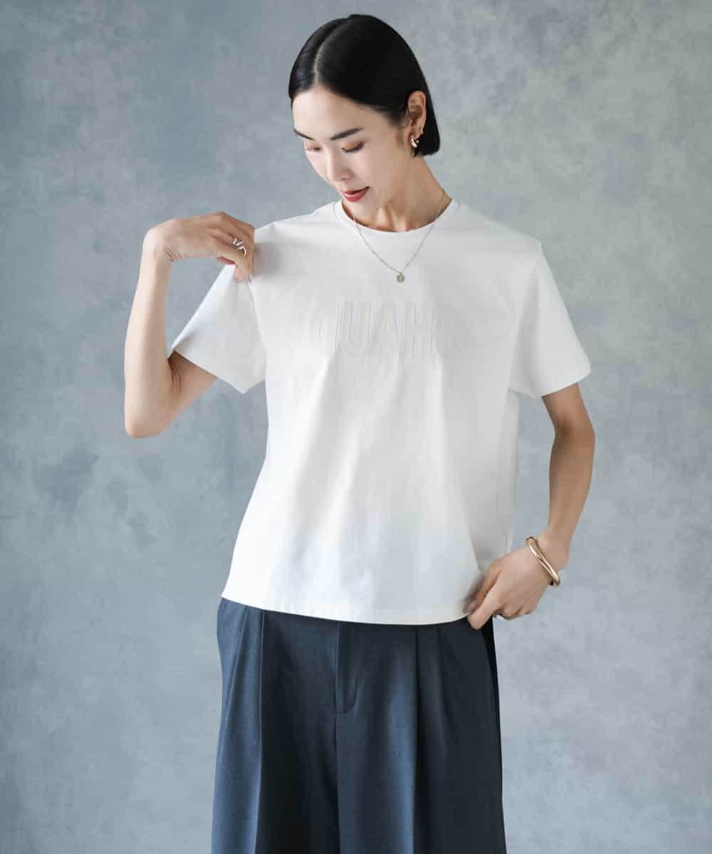 FMKJD20120 MICHEL KLEIN(ミッシェルクラン) フロッキーロゴTシャツ パープル
