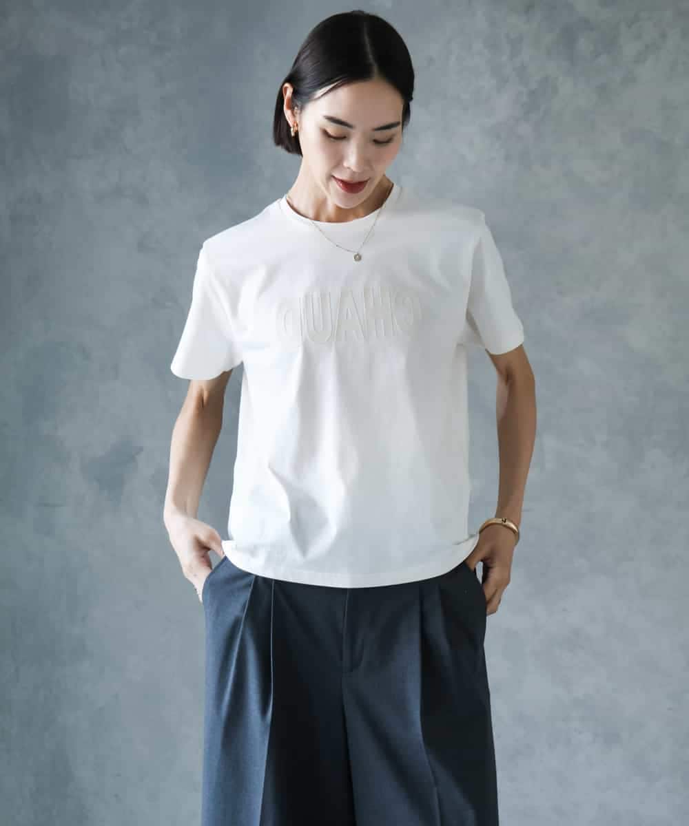 FMKJD20120 MICHEL KLEIN(ミッシェルクラン) フロッキーロゴTシャツ パープル