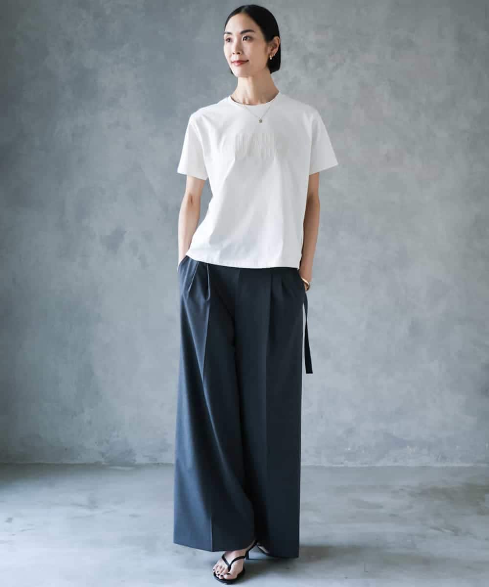 FMKJD20120 MICHEL KLEIN(ミッシェルクラン) フロッキーロゴTシャツ パープル