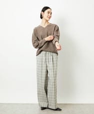 FMLAD13260 MICHEL KLEIN(ミッシェルクラン) 2WAYストレッチチェックワイドパンツ ライトグレー