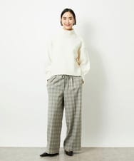 FMLAD13260 MICHEL KLEIN(ミッシェルクラン) 2WAYストレッチチェックワイドパンツ ライトグレー