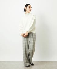 FMLAD13260 MICHEL KLEIN(ミッシェルクラン) 2WAYストレッチチェックワイドパンツ ライトグレー