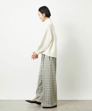 FMLAD13260 MICHEL KLEIN(ミッシェルクラン) 2WAYストレッチチェックワイドパンツ ライトグレー