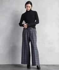 FMLAD13260 MICHEL KLEIN(ミッシェルクラン) 2WAYストレッチチェックワイドパンツ ライトグレー