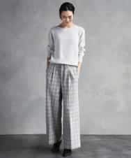 FMLAD13260 MICHEL KLEIN(ミッシェルクラン) 2WAYストレッチチェックワイドパンツ ライトグレー