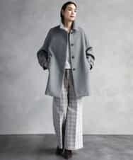 FMLAD13260 MICHEL KLEIN(ミッシェルクラン) 2WAYストレッチチェックワイドパンツ ライトグレー