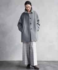 FMLAD13260 MICHEL KLEIN(ミッシェルクラン) 2WAYストレッチチェックワイドパンツ ライトグレー