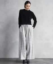 FMLAD13260 MICHEL KLEIN(ミッシェルクラン) 2WAYストレッチチェックワイドパンツ ライトグレー