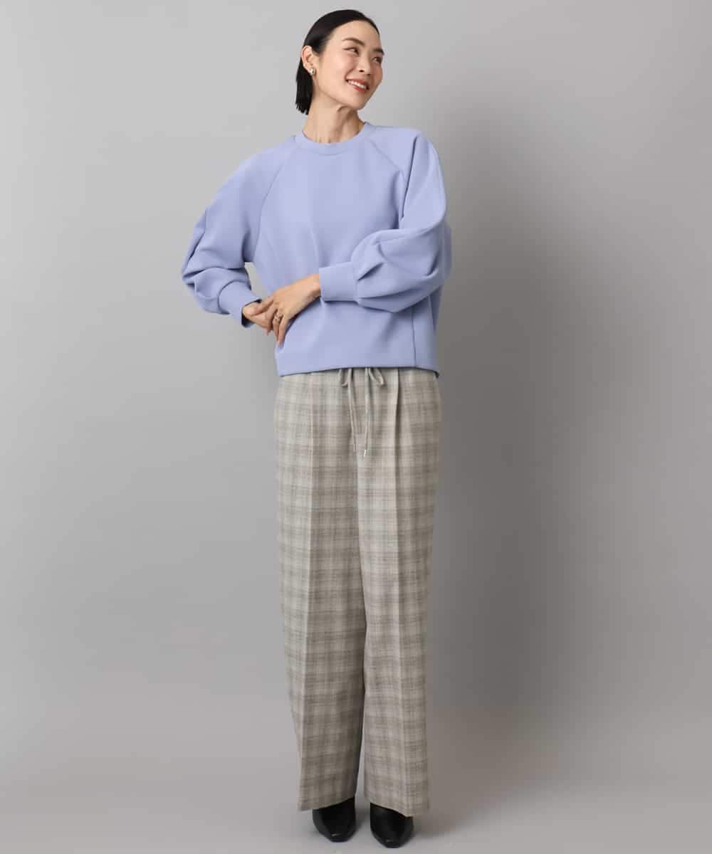 FMLAD13260 MICHEL KLEIN(ミッシェルクラン) 2WAYストレッチチェックワイドパンツ ライトグレー