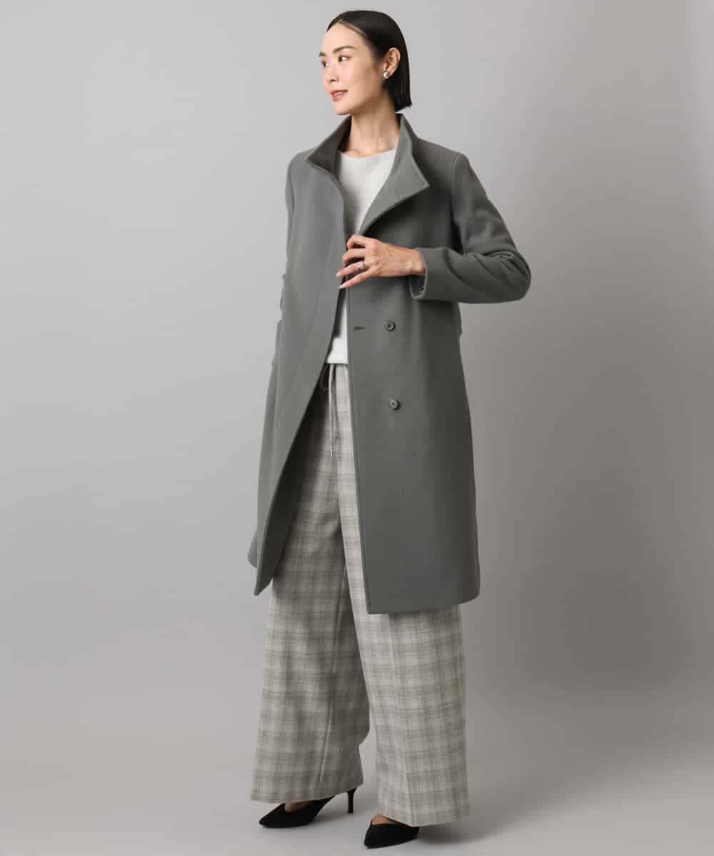 FMLAD13260 MICHEL KLEIN(ミッシェルクラン) 2WAYストレッチチェックワイドパンツ ライトグレー