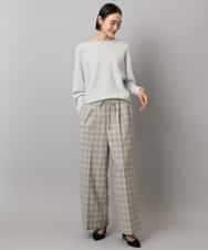 FMLAD13260 MICHEL KLEIN(ミッシェルクラン) 2WAYストレッチチェックワイドパンツ ライトグレー