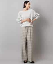 FMLAD13260 MICHEL KLEIN(ミッシェルクラン) 2WAYストレッチチェックワイドパンツ ライトグレー