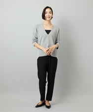 FMLAD31200 MICHEL KLEIN(ミッシェルクラン) ［定番素材］裏起毛ストレッチテーパードパンツ(機能素材) ベージュ