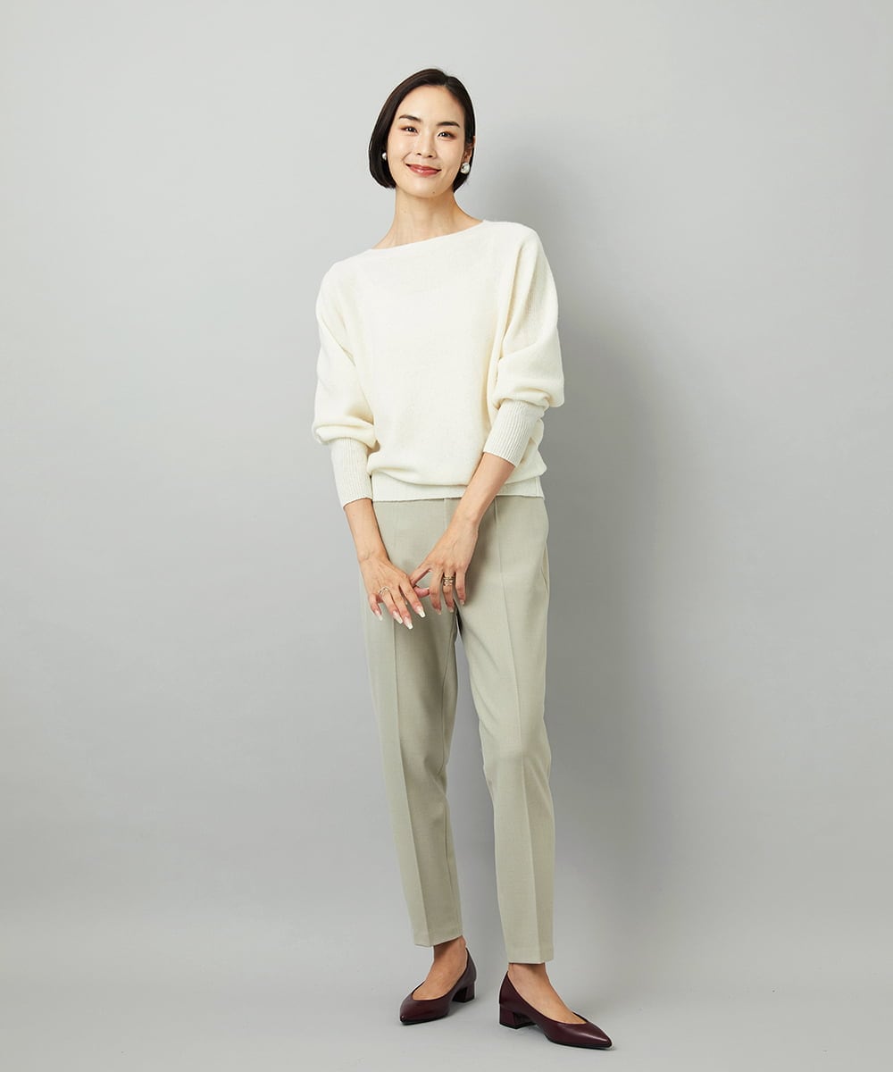 FMLAD31200 MICHEL KLEIN(ミッシェルクラン) ［定番素材］裏起毛ストレッチテーパードパンツ(機能素材) ベージュ