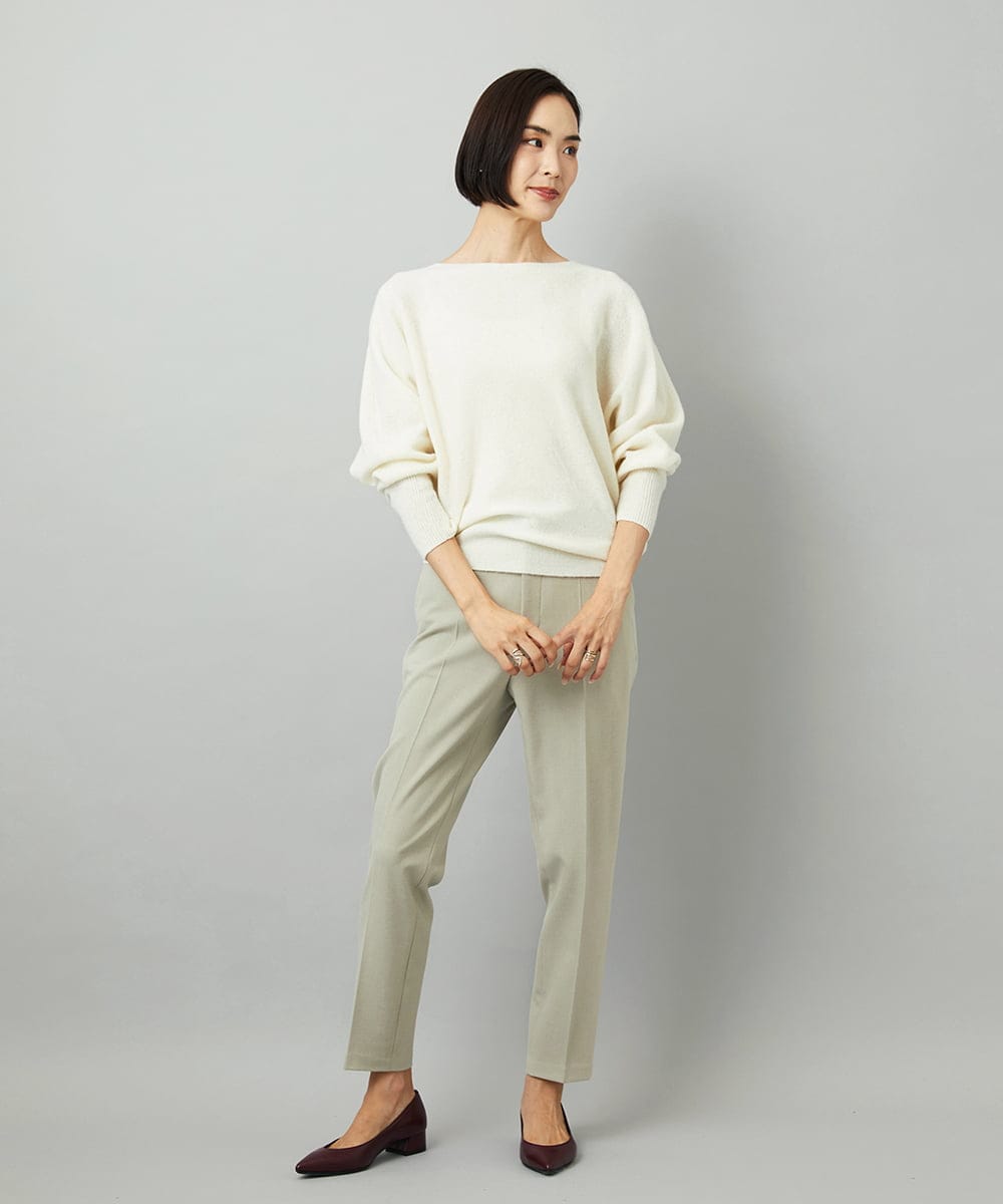 FMLAD31200 MICHEL KLEIN(ミッシェルクラン) ［定番素材］裏起毛ストレッチテーパードパンツ(機能素材) ベージュ