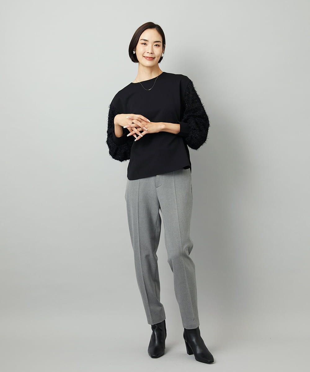 FMLAD31200 MICHEL KLEIN(ミッシェルクラン) ［定番素材］裏起毛ストレッチテーパードパンツ(機能素材) ベージュ