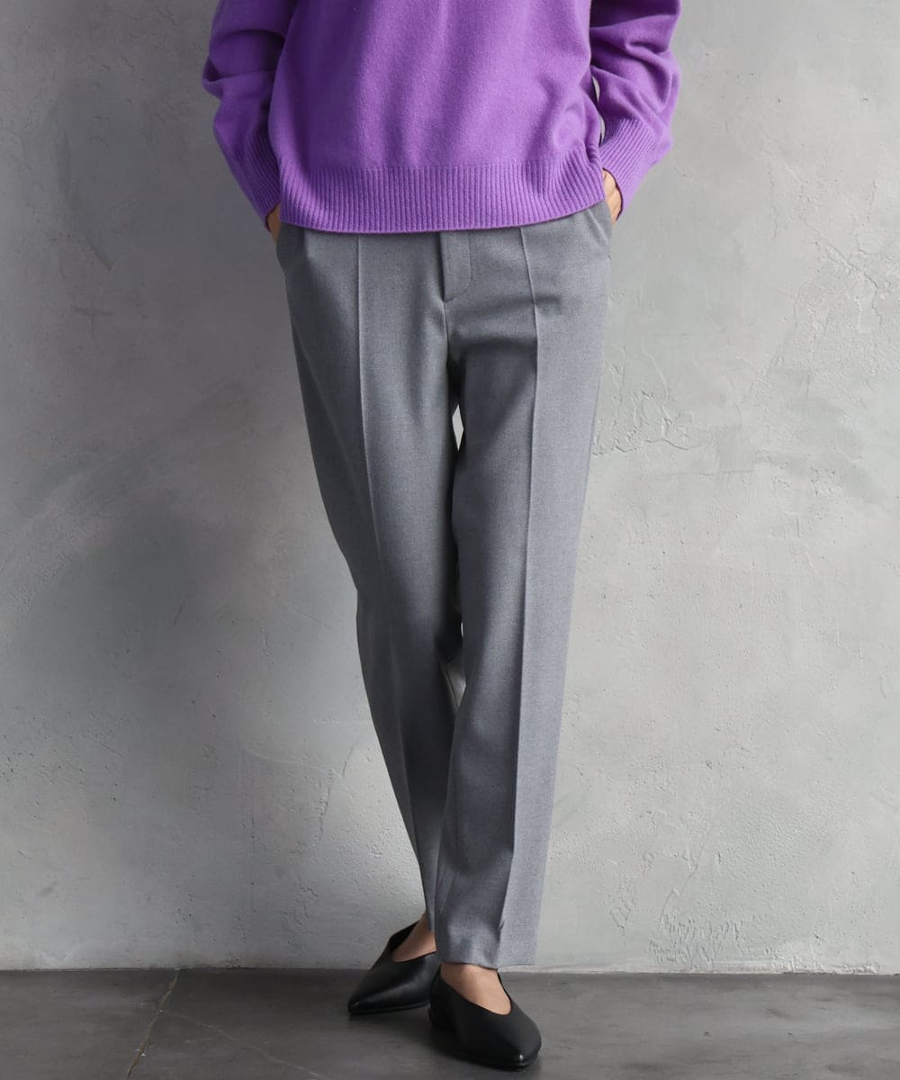 FMLAD31200 MICHEL KLEIN(ミッシェルクラン) ［定番素材］裏起毛ストレッチテーパードパンツ(機能素材) グレー