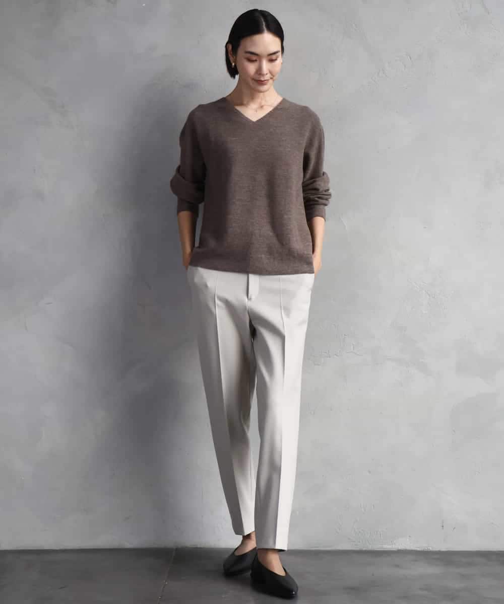 FMLAD31200 MICHEL KLEIN(ミッシェルクラン) ［定番素材］裏起毛ストレッチテーパードパンツ(機能素材) ベージュ
